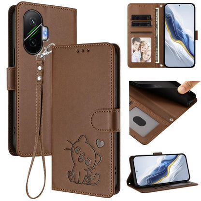 Embossed Heart Cat Leather Phone Case with Hand Strap, For Xiaomi 17 Max 5G, For Xiaomi 17T Pro 5G, For Xiaomi 15T Pro 5G, For Xiaomi 15T 5G, For Xiaomi Civi 5 Pro 5G, For Xiaomi 15S Pro 5G, For Xiaomi Poco F7 5G / Redmi Turbo 4 Pro 5G                 ...