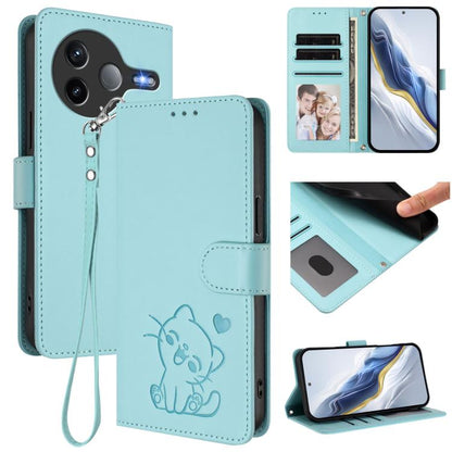 Embossed Heart Cat Leather Phone Case with Hand Strap, For Xiaomi 17 Max 5G, For Xiaomi 17T Pro 5G, For Xiaomi 15T Pro 5G, For Xiaomi 15T 5G, For Xiaomi Civi 5 Pro 5G, For Xiaomi 15S Pro 5G, For Xiaomi Poco F7 5G / Redmi Turbo 4 Pro 5G                 ...