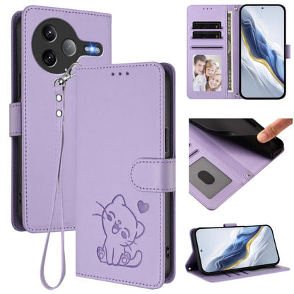Embossed Heart Cat Leather Phone Case with Hand Strap, For Xiaomi 17 Max 5G, For Xiaomi 17T Pro 5G, For Xiaomi 15T Pro 5G, For Xiaomi 15T 5G, For Xiaomi Civi 5 Pro 5G, For Xiaomi 15S Pro 5G, For Xiaomi Poco F7 5G / Redmi Turbo 4 Pro 5G                 ...