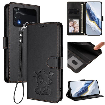 Embossed Heart Cat Leather Phone Case with Hand Strap, For Xiaomi 13 5G, For Xiaomi 12S Ultra, For Xiaomi 12 Pro / 12S Pro, For Xiaomi 12 5G / 12X 5G / 12S 5G, For Xiaomi 12 Lite, For Xiaomi Civi 1S, For Xiaomi Poco M4 Pro 4G, For Xiaomi Poco X4 Pro 5G