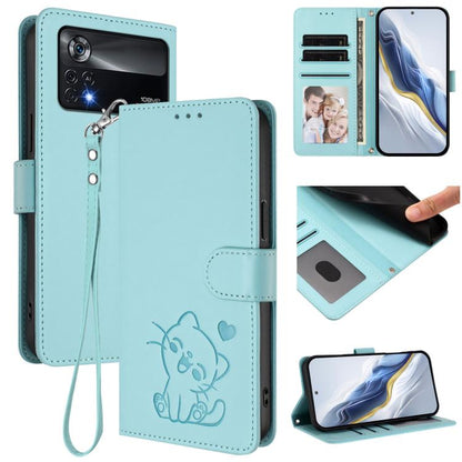 Embossed Heart Cat Leather Phone Case with Hand Strap, For Xiaomi 13 5G, For Xiaomi 12S Ultra, For Xiaomi 12 Pro / 12S Pro, For Xiaomi 12 5G / 12X 5G / 12S 5G, For Xiaomi 12 Lite, For Xiaomi Civi 1S, For Xiaomi Poco M4 Pro 4G, For Xiaomi Poco X4 Pro 5G