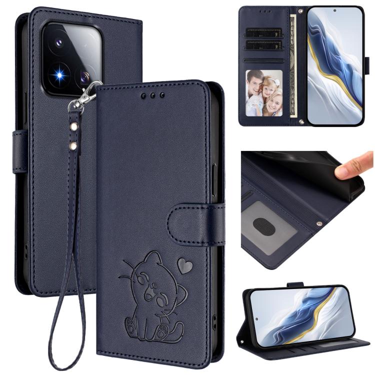 Embossed Heart Cat Leather Phone Case with Hand Strap, For Xiaomi 17 Max 5G, For Xiaomi 17T Pro 5G, For Xiaomi 15T Pro 5G, For Xiaomi 15T 5G, For Xiaomi Civi 5 Pro 5G, For Xiaomi 15S Pro 5G, For Xiaomi Poco F7 5G / Redmi Turbo 4 Pro 5G                 ...