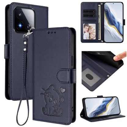 Embossed Heart Cat Leather Phone Case with Hand Strap, For Xiaomi 17 Max 5G, For Xiaomi 17T Pro 5G, For Xiaomi 15T Pro 5G, For Xiaomi 15T 5G, For Xiaomi Civi 5 Pro 5G, For Xiaomi 15S Pro 5G, For Xiaomi Poco F7 5G / Redmi Turbo 4 Pro 5G                 ...
