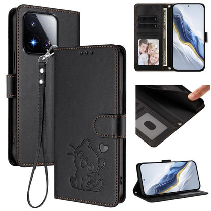Embossed Heart Cat Leather Phone Case with Hand Strap, For Xiaomi 17 Max 5G, For Xiaomi 17T Pro 5G, For Xiaomi 15T Pro 5G, For Xiaomi 15T 5G, For Xiaomi Civi 5 Pro 5G, For Xiaomi 15S Pro 5G, For Xiaomi Poco F7 5G / Redmi Turbo 4 Pro 5G                 ...
