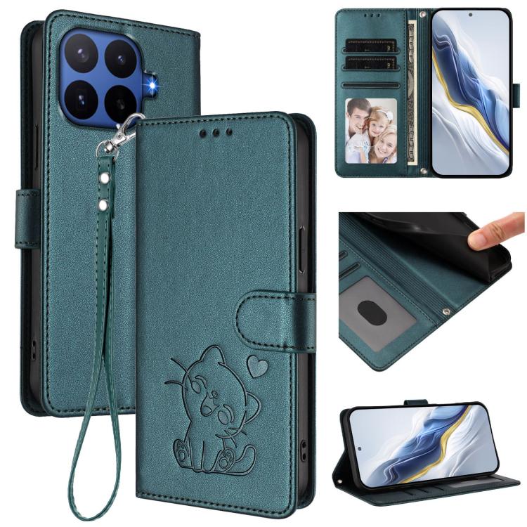Embossed Heart Cat Leather Phone Case with Hand Strap, For Xiaomi 17 Max 5G, For Xiaomi 17T Pro 5G, For Xiaomi 15T Pro 5G, For Xiaomi 15T 5G, For Xiaomi Civi 5 Pro 5G, For Xiaomi 15S Pro 5G, For Xiaomi Poco F7 5G / Redmi Turbo 4 Pro 5G                 ...