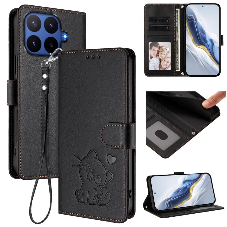Embossed Heart Cat Leather Phone Case with Hand Strap, For Xiaomi 17 Max 5G, For Xiaomi 17T Pro 5G, For Xiaomi 15T Pro 5G, For Xiaomi 15T 5G, For Xiaomi Civi 5 Pro 5G, For Xiaomi 15S Pro 5G, For Xiaomi Poco F7 5G / Redmi Turbo 4 Pro 5G                 ...