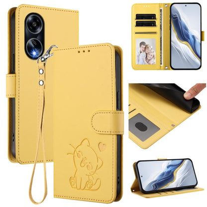 Embossed Heart Cat Leather Phone Case with Hand Strap, For OPPO A58 4G Global, For OPPO Reno10 / Reno10 Pro 5G Global, For OPPO A78 4G Global, For OPPO A98 5G / F23 5G India, For OPPO Find X8 Pro 5G, For OPPO A78 5G Global / A1x 5G                     ...