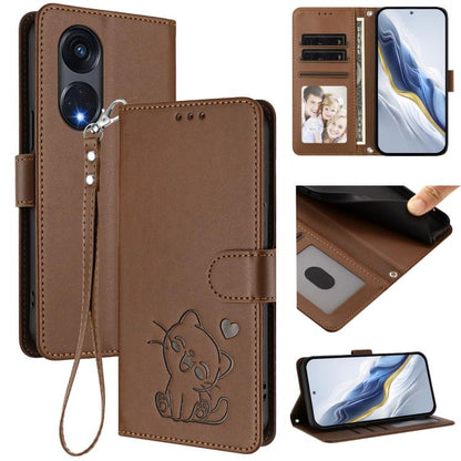 Embossed Heart Cat Leather Phone Case with Hand Strap, For OPPO Reno8 T 5G Global / A1 Pro 5G, For OPPO Reno8 4G / Reno7 4G Global, For OPPO A57 / A77 / A57s 4G Global, For OPPO Reno9 / Reno9 Pro 5G, For OPPO A17 4G Global / A17k                       ...