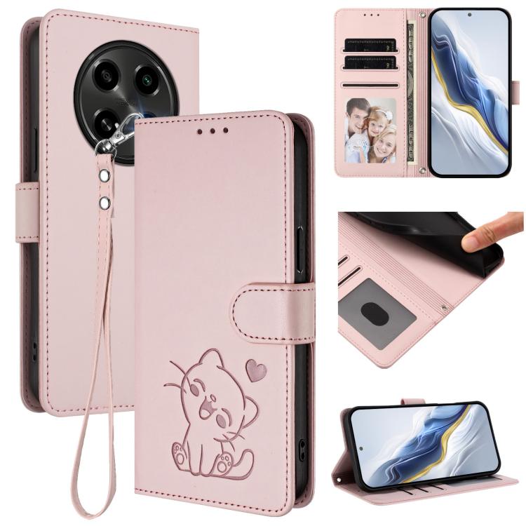 Embossed Heart Cat Leather Phone Case with Hand Strap, For OPPO A2 Pro 5G / F27 Pro 5G, For OPPO A60 4G Global, For OPPO Reno11 F 5G Global, For OPPO Find X7, For OPPO Reno11 5G Global, For OPPO Reno11 Pro 5G Global, For OPPO Find X7 Ultra             ...