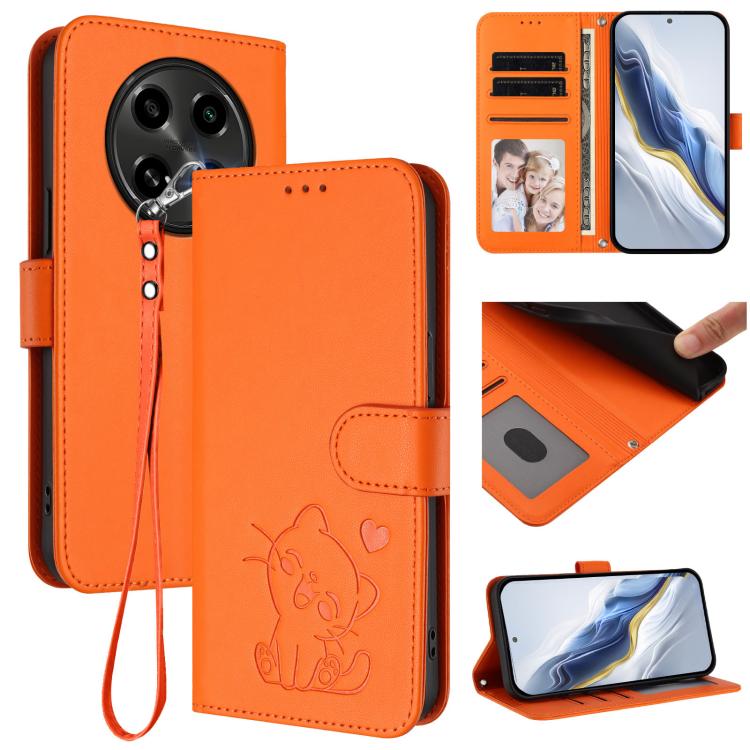 Embossed Heart Cat Leather Phone Case with Hand Strap, For OPPO A2 Pro 5G / F27 Pro 5G, For OPPO A60 4G Global, For OPPO Reno11 F 5G Global, For OPPO Find X7, For OPPO Reno11 5G Global, For OPPO Reno11 Pro 5G Global, For OPPO Find X7 Ultra             ...