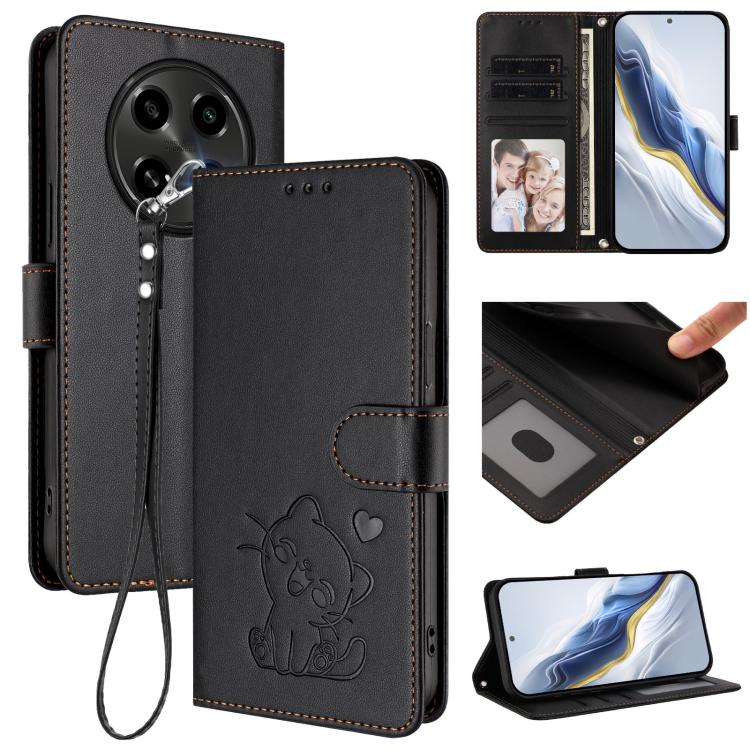 Embossed Heart Cat Leather Phone Case with Hand Strap, For OPPO A2 Pro 5G / F27 Pro 5G, For OPPO A60 4G Global, For OPPO Reno11 F 5G Global, For OPPO Find X7, For OPPO Reno11 5G Global, For OPPO Reno11 Pro 5G Global, For OPPO Find X7 Ultra             ...