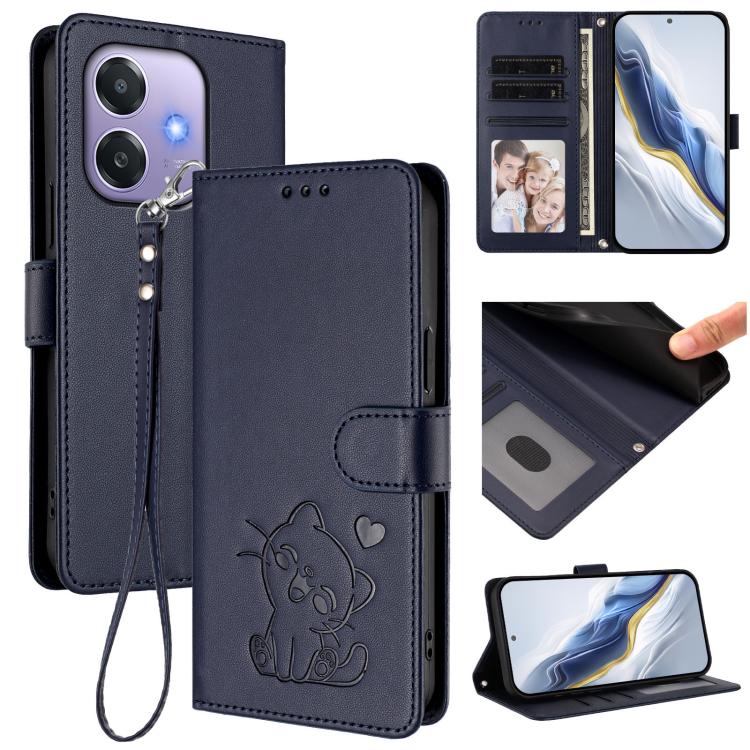 Embossed Heart Cat Leather Phone Case with Hand Strap, For OPPO Reno13 Pro 5G Global, For OPPO Reno13 5G Global, For OPPO Reno13 F 5G Global / 4G India, For OPPO A3x / A3 / A60 5G Global, For OPPO Find X8 5G, For OPPO A80 5G EU / K12x 5G Global        ...