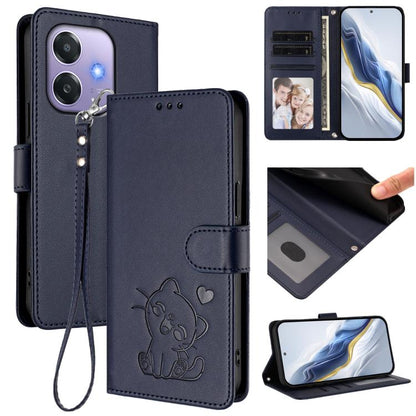 Embossed Heart Cat Leather Phone Case with Hand Strap, For OPPO Reno13 Pro 5G Global, For OPPO Reno13 5G Global, For OPPO Reno13 F 5G Global / 4G India, For OPPO A3x / A3 / A60 5G Global, For OPPO Find X8 5G, For OPPO A80 5G EU / K12x 5G Global        ...