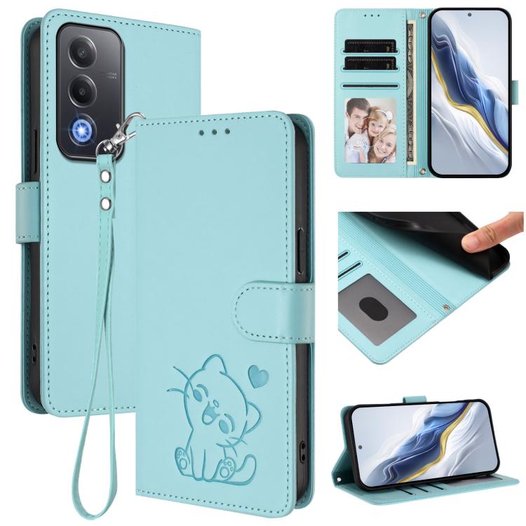 Embossed Heart Cat Leather Phone Case with Hand Strap, For OPPO A5x 5G / 4G Global, For OPPO A5 5G / A3 Pro 5G Global, For OPPO Reno14 Pro 5G, For OPPO Find X8s+ 5G, For OPPO Find X8s 5G, For OPPO Find X8 Ultra 5G, For OPPO A5 Pro 5G / 4G Global       ...