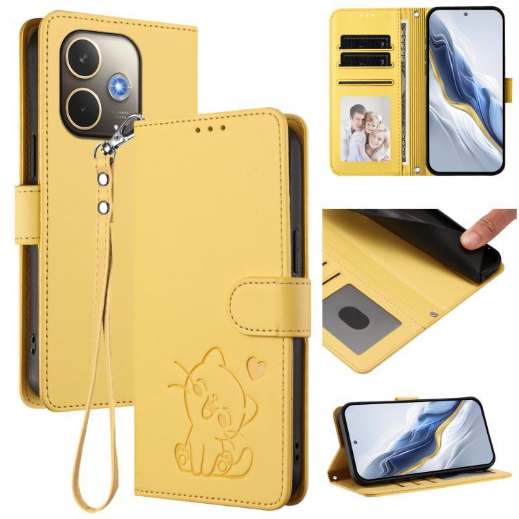 Embossed Heart Cat Leather Phone Case with Hand Strap, For OPPO A5x 5G / 4G Global, For OPPO A5 5G / A3 Pro 5G Global, For OPPO Reno14 Pro 5G, For OPPO Find X8s+ 5G, For OPPO Find X8s 5G, For OPPO Find X8 Ultra 5G, For OPPO A5 Pro 5G / 4G Global       ...