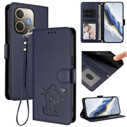 Embossed Heart Cat Leather Phone Case with Hand Strap, For OPPO A5x 5G / 4G Global, For OPPO A5 5G / A3 Pro 5G Global, For OPPO Reno14 Pro 5G, For OPPO Find X8s+ 5G, For OPPO Find X8s 5G, For OPPO Find X8 Ultra 5G, For OPPO A5 Pro 5G / 4G Global       ...