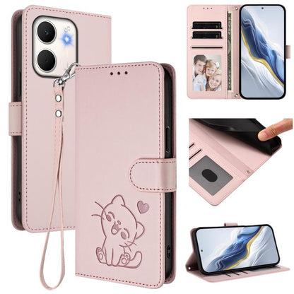 Embossed Heart Cat Leather Phone Case with Hand Strap, For OPPO A5x 5G / 4G Global, For OPPO A5 5G / A3 Pro 5G Global, For OPPO Reno14 Pro 5G, For OPPO Find X8s+ 5G, For OPPO Find X8s 5G, For OPPO Find X8 Ultra 5G, For OPPO A5 Pro 5G / 4G Global       ...