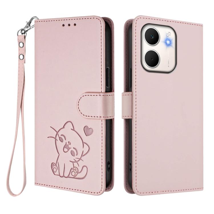 Embossed Heart Cat Leather Phone Case with Hand Strap, For OPPO A5x 5G / 4G Global, For OPPO A5 5G / A3 Pro 5G Global, For OPPO Reno14 Pro 5G, For OPPO Find X8s+ 5G, For OPPO Find X8s 5G, For OPPO Find X8 Ultra 5G, For OPPO A5 Pro 5G / 4G Global       ...