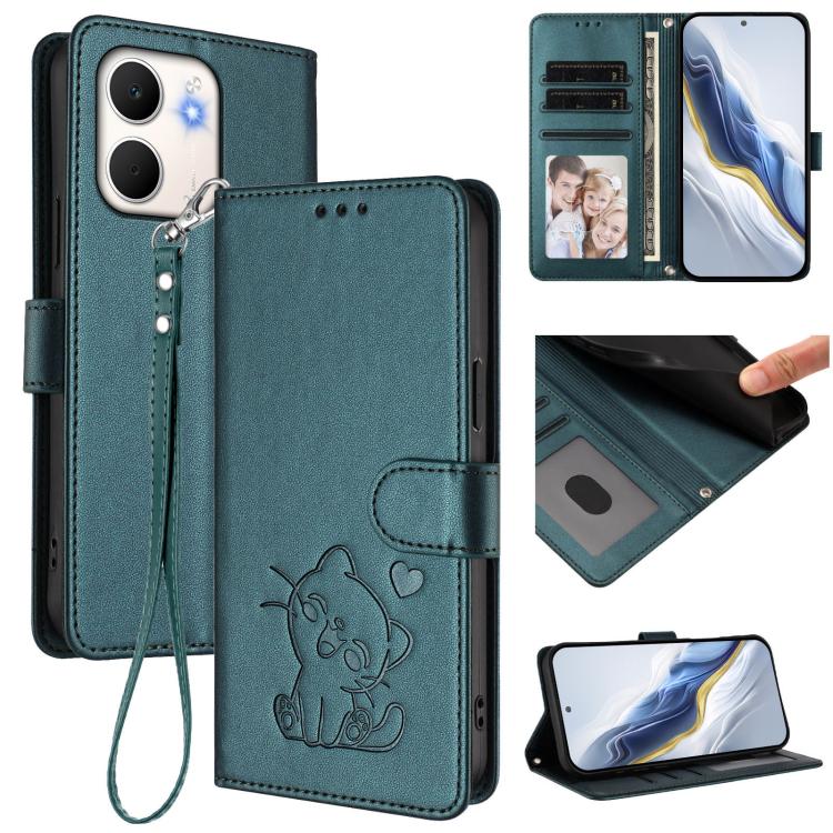 Embossed Heart Cat Leather Phone Case with Hand Strap, For OPPO A5x 5G / 4G Global, For OPPO A5 5G / A3 Pro 5G Global, For OPPO Reno14 Pro 5G, For OPPO Find X8s+ 5G, For OPPO Find X8s 5G, For OPPO Find X8 Ultra 5G, For OPPO A5 Pro 5G / 4G Global       ...