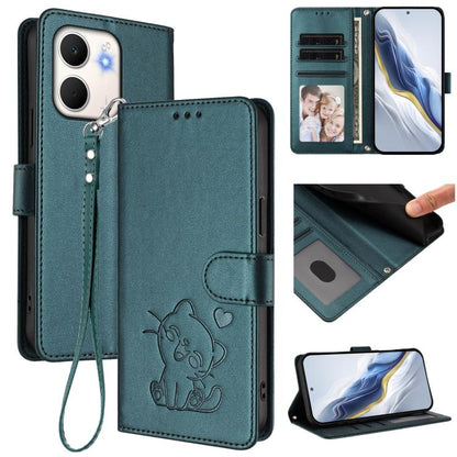 Embossed Heart Cat Leather Phone Case with Hand Strap, For OPPO A5x 5G / 4G Global, For OPPO A5 5G / A3 Pro 5G Global, For OPPO Reno14 Pro 5G, For OPPO Find X8s+ 5G, For OPPO Find X8s 5G, For OPPO Find X8 Ultra 5G, For OPPO A5 Pro 5G / 4G Global       ...