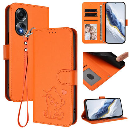 Embossed Heart Cat Leather Phone Case with Hand Strap, For OPPO A58 4G Global, For OPPO Reno10 / Reno10 Pro 5G Global, For OPPO A78 4G Global, For OPPO A98 5G / F23 5G India, For OPPO Find X8 Pro 5G, For OPPO A78 5G Global / A1x 5G                     ...