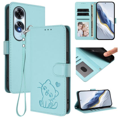 Embossed Heart Cat Leather Phone Case with Hand Strap, For OPPO A2 Pro 5G / F27 Pro 5G, For OPPO A60 4G Global, For OPPO Reno11 F 5G Global, For OPPO Find X7, For OPPO Reno11 5G Global, For OPPO Reno11 Pro 5G Global, For OPPO Find X7 Ultra             ...