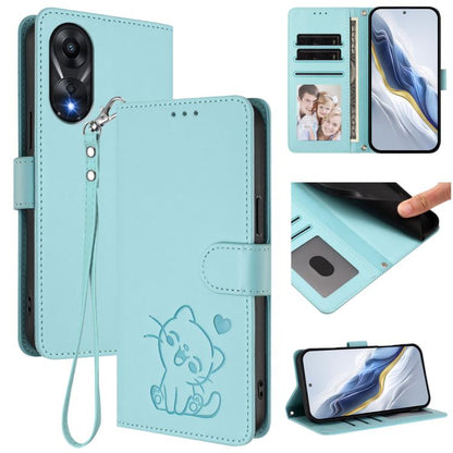 Embossed Heart Cat Leather Phone Case with Hand Strap, For OPPO A58 4G Global, For OPPO Reno10 / Reno10 Pro 5G Global, For OPPO A78 4G Global, For OPPO A98 5G / F23 5G India, For OPPO Find X8 Pro 5G, For OPPO A78 5G Global / A1x 5G                     ...