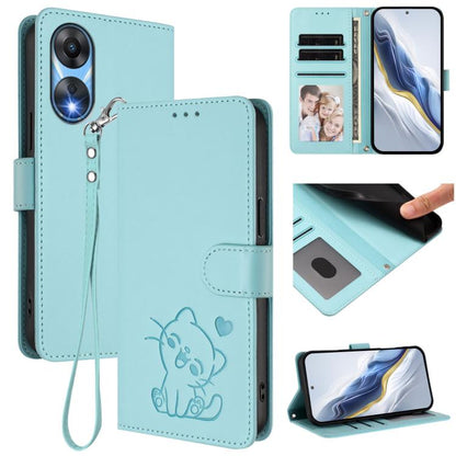 Embossed Heart Cat Leather Phone Case with Hand Strap, For OPPO A58 4G Global, For OPPO Reno10 / Reno10 Pro 5G Global, For OPPO A78 4G Global, For OPPO A98 5G / F23 5G India, For OPPO Find X8 Pro 5G, For OPPO A78 5G Global / A1x 5G                     ...