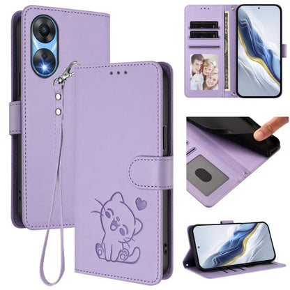 Embossed Heart Cat Leather Phone Case with Hand Strap, For OPPO A58 4G Global, For OPPO Reno10 / Reno10 Pro 5G Global, For OPPO A78 4G Global, For OPPO A98 5G / F23 5G India, For OPPO Find X8 Pro 5G, For OPPO A78 5G Global / A1x 5G                     ...