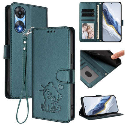 Embossed Heart Cat Leather Phone Case with Hand Strap, For OPPO A58 4G Global, For OPPO Reno10 / Reno10 Pro 5G Global, For OPPO A78 4G Global, For OPPO A98 5G / F23 5G India, For OPPO Find X8 Pro 5G, For OPPO A78 5G Global / A1x 5G                     ...