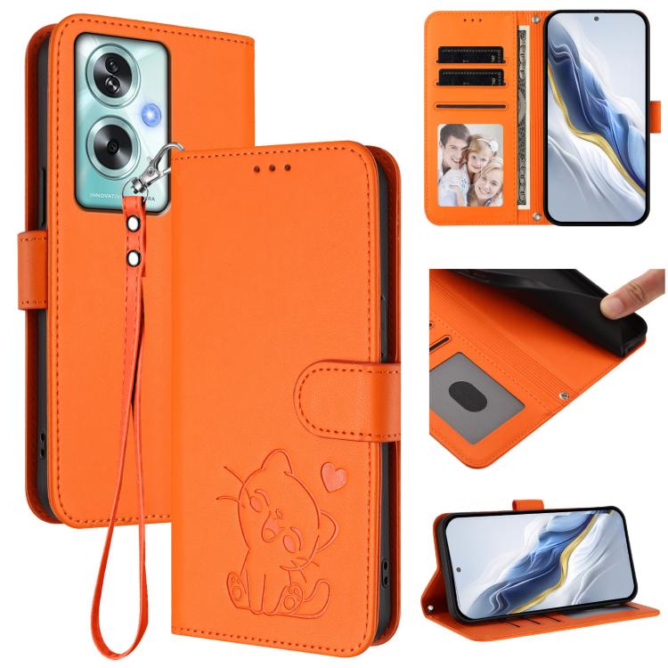 Embossed Heart Cat Leather Phone Case with Hand Strap, For OPPO Reno16 F 5G / Reno16 FS 5G, For OPPO Reno16 5G / Reno16 Pro 5G Global, For OPPO Find X9s Pro 5G, For OPPO Find X9 Ultra, For OPPO A6 GT 5G, For OPPO K13 India, For OPPO K13 Turbo 5G       ...