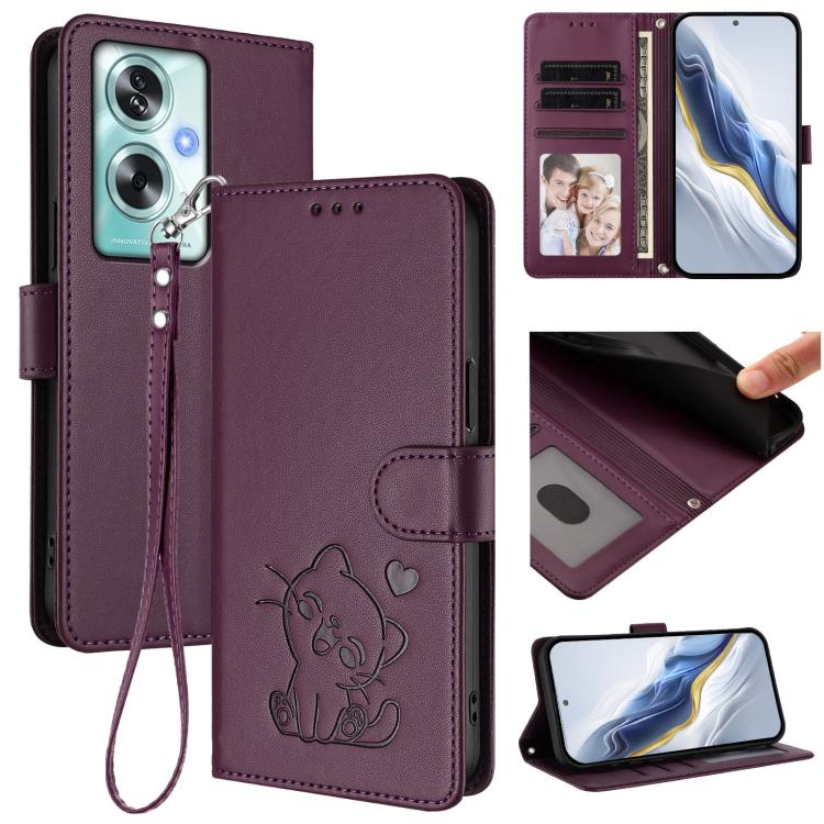 Embossed Heart Cat Leather Phone Case with Hand Strap, For OPPO Reno16 F 5G / Reno16 FS 5G, For OPPO Reno16 5G / Reno16 Pro 5G Global, For OPPO Find X9s Pro 5G, For OPPO Find X9 Ultra, For OPPO A6 GT 5G, For OPPO K13 India, For OPPO K13 Turbo 5G       ...