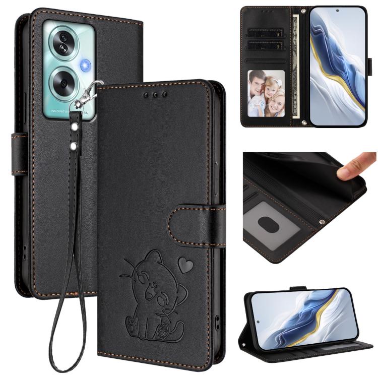 Embossed Heart Cat Leather Phone Case with Hand Strap, For OPPO Reno16 F 5G / Reno16 FS 5G, For OPPO Reno16 5G / Reno16 Pro 5G Global, For OPPO Find X9s Pro 5G, For OPPO Find X9 Ultra, For OPPO A6 GT 5G, For OPPO K13 India, For OPPO K13 Turbo 5G       ...
