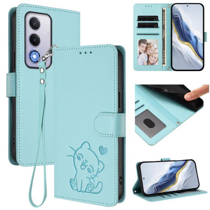 Embossed Heart Cat Leather Phone Case with Hand Strap, For OPPO Reno13 Pro 5G Global, For OPPO Reno13 5G Global, For OPPO Reno13 F 5G Global / 4G India, For OPPO A3x / A3 / A60 5G Global, For OPPO Find X8 5G, For OPPO A80 5G EU / K12x 5G Global        ...