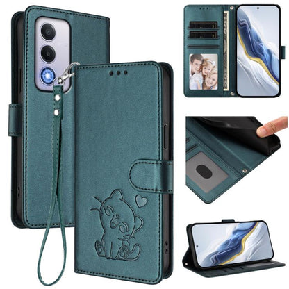 Embossed Heart Cat Leather Phone Case with Hand Strap, For OPPO Reno13 Pro 5G Global, For OPPO Reno13 5G Global, For OPPO Reno13 F 5G Global / 4G India, For OPPO A3x / A3 / A60 5G Global, For OPPO Find X8 5G, For OPPO A80 5G EU / K12x 5G Global        ...