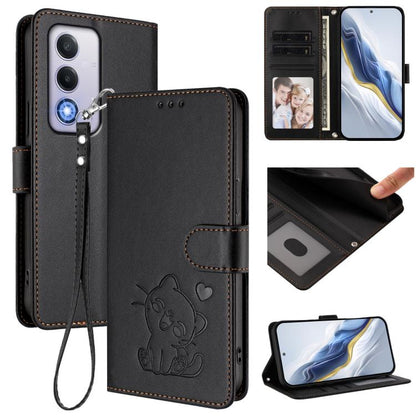 Embossed Heart Cat Leather Phone Case with Hand Strap, For OPPO Reno13 Pro 5G Global, For OPPO Reno13 5G Global, For OPPO Reno13 F 5G Global / 4G India, For OPPO A3x / A3 / A60 5G Global, For OPPO Find X8 5G, For OPPO A80 5G EU / K12x 5G Global        ...