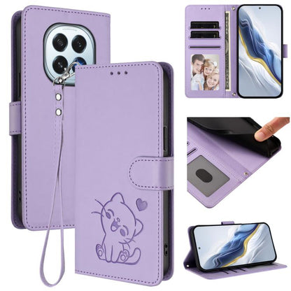 Embossed Heart Cat Leather Phone Case with Hand Strap, For OPPO A5x 5G / 4G Global, For OPPO A5 5G / A3 Pro 5G Global, For OPPO Reno14 Pro 5G, For OPPO Find X8s+ 5G, For OPPO Find X8s 5G, For OPPO Find X8 Ultra 5G, For OPPO A5 Pro 5G / 4G Global       ...