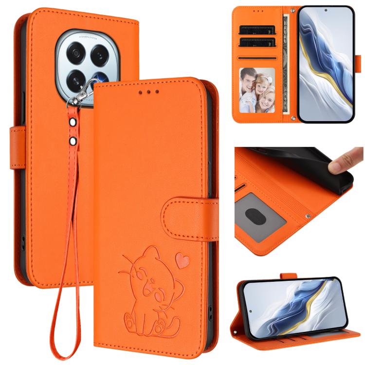 Embossed Heart Cat Leather Phone Case with Hand Strap, For OPPO A5x 5G / 4G Global, For OPPO A5 5G / A3 Pro 5G Global, For OPPO Reno14 Pro 5G, For OPPO Find X8s+ 5G, For OPPO Find X8s 5G, For OPPO Find X8 Ultra 5G, For OPPO A5 Pro 5G / 4G Global       ...