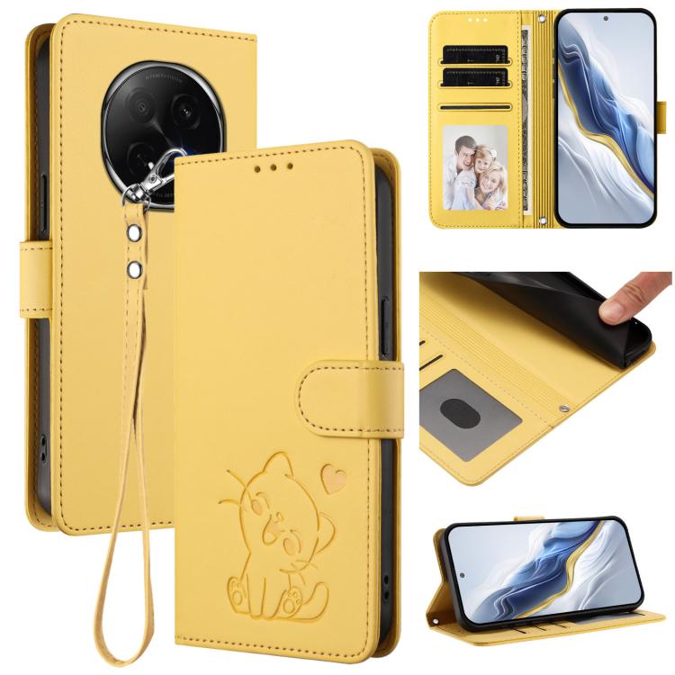 Embossed Heart Cat Leather Phone Case with Hand Strap, For OPPO A5x 5G / 4G Global, For OPPO A5 5G / A3 Pro 5G Global, For OPPO Reno14 Pro 5G, For OPPO Find X8s+ 5G, For OPPO Find X8s 5G, For OPPO Find X8 Ultra 5G, For OPPO A5 Pro 5G / 4G Global       ...