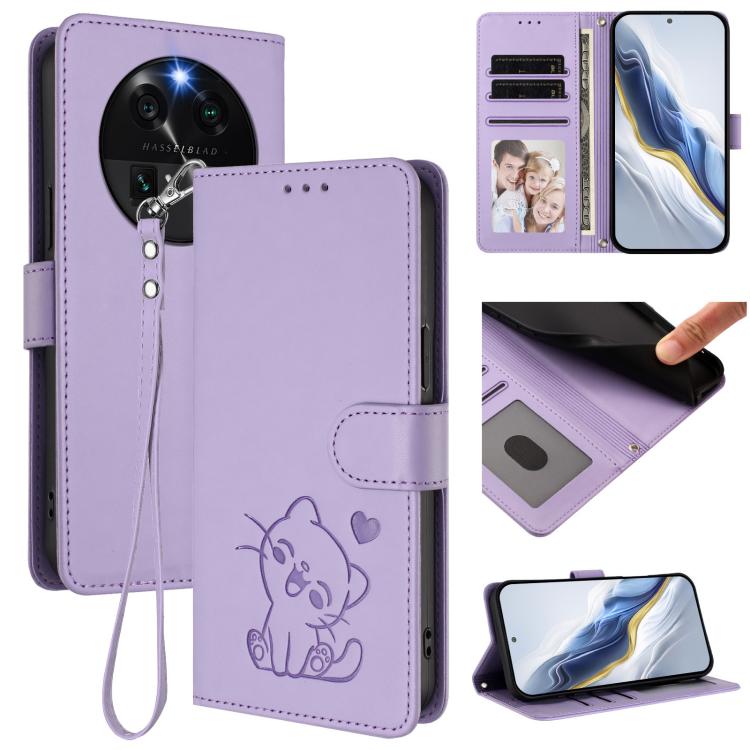 Embossed Heart Cat Leather Phone Case with Hand Strap, For OPPO A58 4G Global, For OPPO Reno10 / Reno10 Pro 5G Global, For OPPO A78 4G Global, For OPPO A98 5G / F23 5G India, For OPPO Find X8 Pro 5G, For OPPO A78 5G Global / A1x 5G                     ...