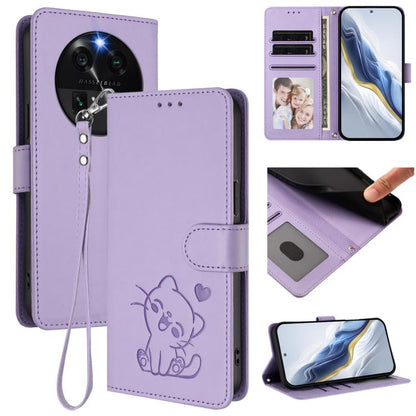 Embossed Heart Cat Leather Phone Case with Hand Strap, For OPPO A58 4G Global, For OPPO Reno10 / Reno10 Pro 5G Global, For OPPO A78 4G Global, For OPPO A98 5G / F23 5G India, For OPPO Find X8 Pro 5G, For OPPO A78 5G Global / A1x 5G                     ...