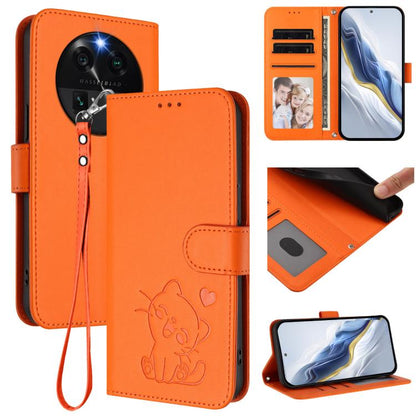 Embossed Heart Cat Leather Phone Case with Hand Strap, For OPPO A58 4G Global, For OPPO Reno10 / Reno10 Pro 5G Global, For OPPO A78 4G Global, For OPPO A98 5G / F23 5G India, For OPPO Find X8 Pro 5G, For OPPO A78 5G Global / A1x 5G                     ...