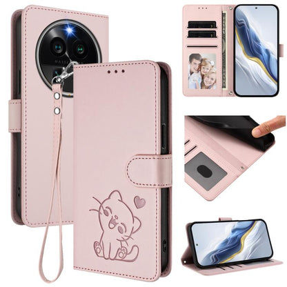 Embossed Heart Cat Leather Phone Case with Hand Strap, For OPPO A58 4G Global, For OPPO Reno10 / Reno10 Pro 5G Global, For OPPO A78 4G Global, For OPPO A98 5G / F23 5G India, For OPPO Find X8 Pro 5G, For OPPO A78 5G Global / A1x 5G                     ...