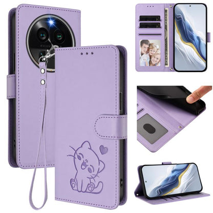 Embossed Heart Cat Leather Phone Case with Hand Strap, For OPPO A58 4G Global, For OPPO Reno10 / Reno10 Pro 5G Global, For OPPO A78 4G Global, For OPPO A98 5G / F23 5G India, For OPPO Find X8 Pro 5G, For OPPO A78 5G Global / A1x 5G                     ...