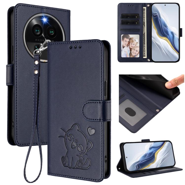 Embossed Heart Cat Leather Phone Case with Hand Strap, For OPPO A58 4G Global, For OPPO Reno10 / Reno10 Pro 5G Global, For OPPO A78 4G Global, For OPPO A98 5G / F23 5G India, For OPPO Find X8 Pro 5G, For OPPO A78 5G Global / A1x 5G                     ...