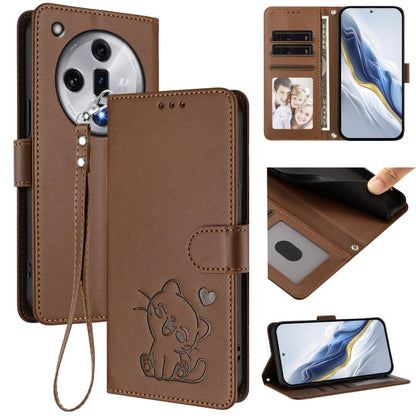 Embossed Heart Cat Leather Phone Case with Hand Strap, For OPPO A2 Pro 5G / F27 Pro 5G, For OPPO A60 4G Global, For OPPO Reno11 F 5G Global, For OPPO Find X7, For OPPO Reno11 5G Global, For OPPO Reno11 Pro 5G Global, For OPPO Find X7 Ultra             ...
