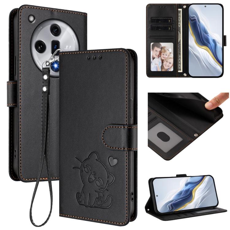 Embossed Heart Cat Leather Phone Case with Hand Strap, For OPPO A2 Pro 5G / F27 Pro 5G, For OPPO A60 4G Global, For OPPO Reno11 F 5G Global, For OPPO Find X7, For OPPO Reno11 5G Global, For OPPO Reno11 Pro 5G Global, For OPPO Find X7 Ultra             ...