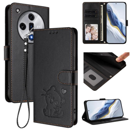 Embossed Heart Cat Leather Phone Case with Hand Strap, For OPPO A2 Pro 5G / F27 Pro 5G, For OPPO A60 4G Global, For OPPO Reno11 F 5G Global, For OPPO Find X7, For OPPO Reno11 5G Global, For OPPO Reno11 Pro 5G Global, For OPPO Find X7 Ultra             ...