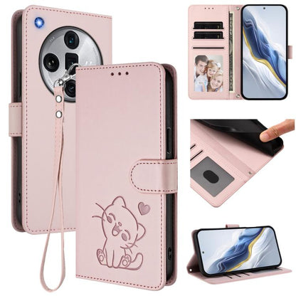 Embossed Heart Cat Leather Phone Case with Hand Strap, For OPPO A2 Pro 5G / F27 Pro 5G, For OPPO A60 4G Global, For OPPO Reno11 F 5G Global, For OPPO Find X7, For OPPO Reno11 5G Global, For OPPO Reno11 Pro 5G Global, For OPPO Find X7 Ultra             ...