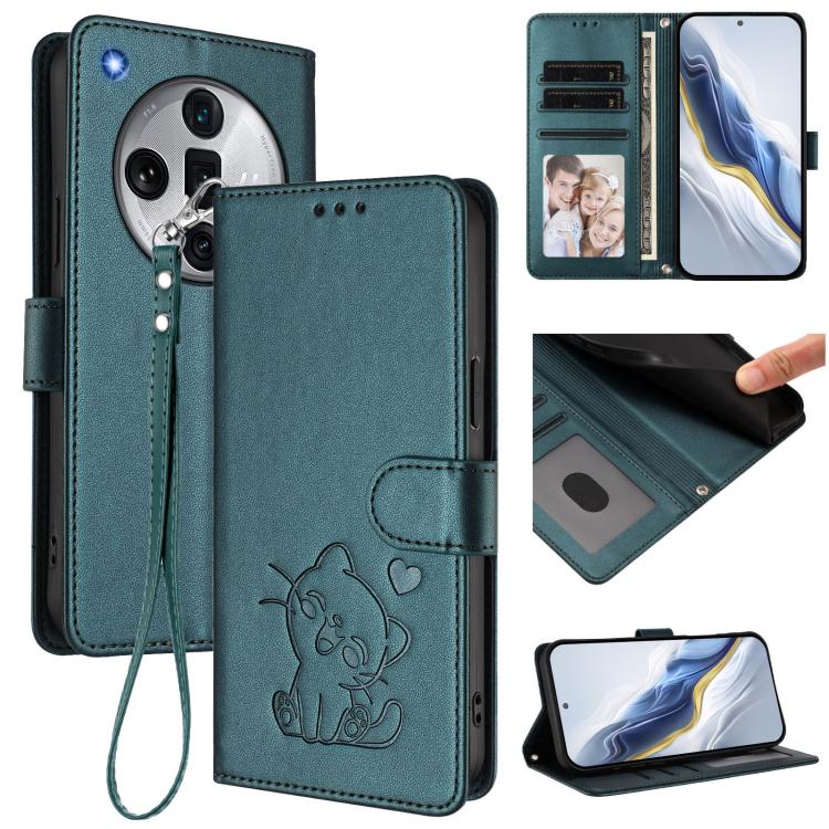 Embossed Heart Cat Leather Phone Case with Hand Strap, For OPPO A2 Pro 5G / F27 Pro 5G, For OPPO A60 4G Global, For OPPO Reno11 F 5G Global, For OPPO Find X7, For OPPO Reno11 5G Global, For OPPO Reno11 Pro 5G Global, For OPPO Find X7 Ultra             ...